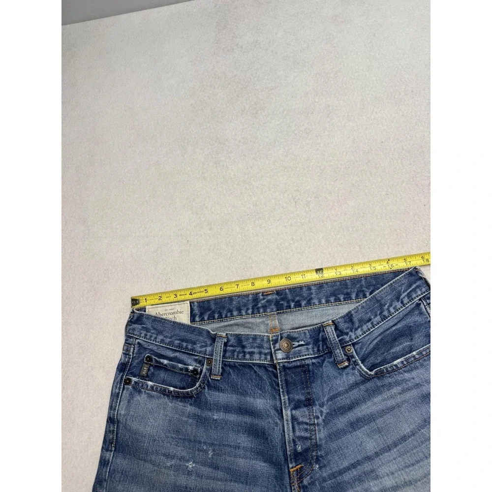 Abercrombie & Fitch Jeans Mens 34x32 Blue The A&F Boot Bootcut Distressed - Picture 7 of 12